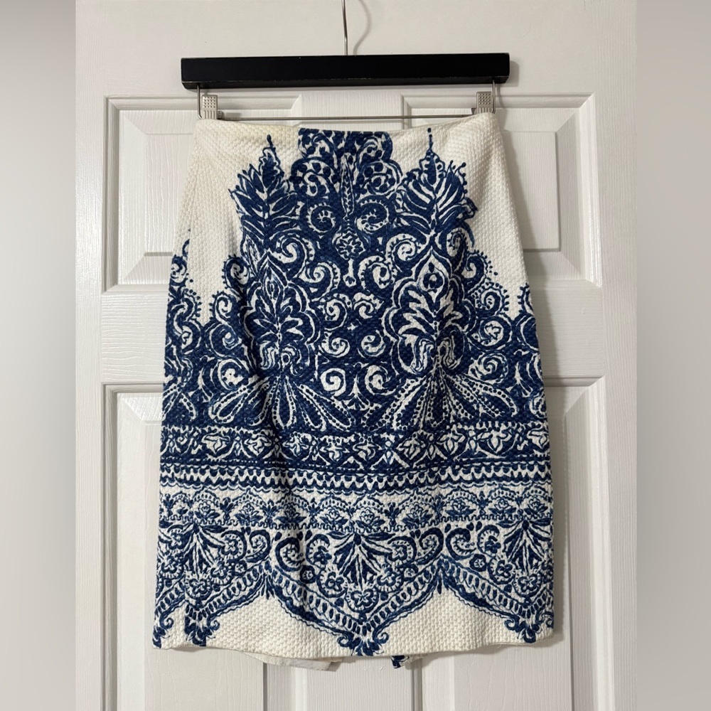 J. Crew Navy and White Pencil Skirt